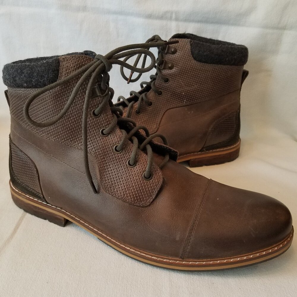 Crevo Men’s Size 13 Balsam Lace Up Ankle Boots Brown Leather Cap Toe